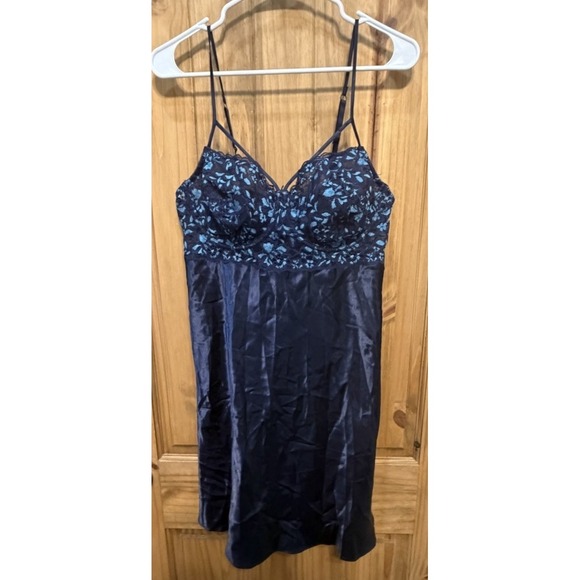 Lingerie Solutions Other - Cacique 18/20 Navy Lace Babydoll Lingerie Satin Slip Nightgown Plus Size